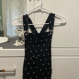 Cute Polka Dot Black Overalls (No Shorts Under)